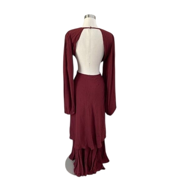 NEW‎ Free People Womens 2 Draped The Sun Dress Burgundy Open Back Maxi Size 6 - Picture 5 of 16